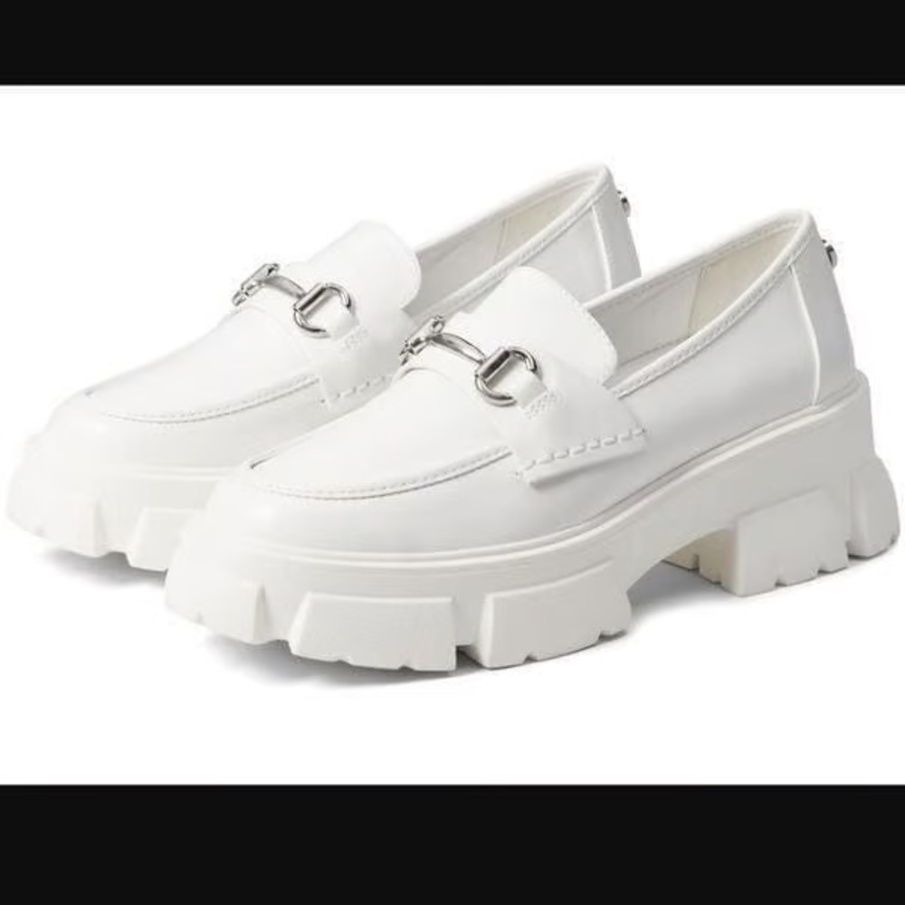 Steve Madden trifecta platform loafer white size 9